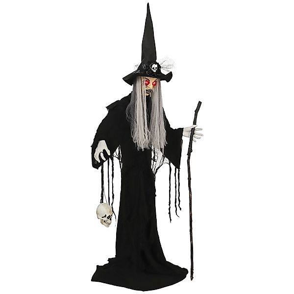 Outsunny 170 cm Halloween Dekoration Halloween Hexe mit LED-Lichter, Soundf günstig online kaufen