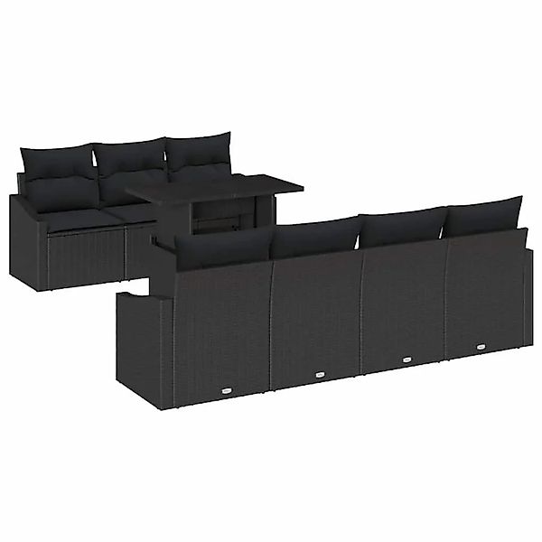 vidaXL Gartensofa-set mit Kissen 8-Tlg Schwarz Poly-Rattan 3348949 günstig online kaufen
