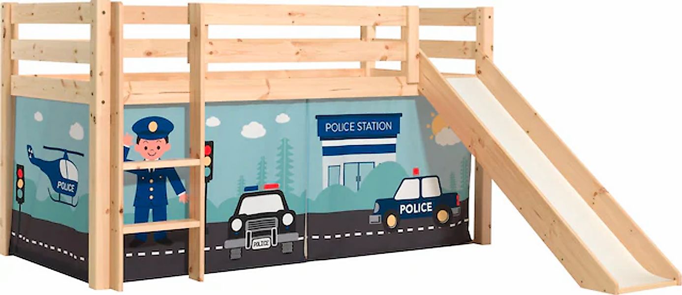 Vipack Spielbett "Pino, Kiefer massiv, mit Rolllattenrost u. Textil-Set, Ma günstig online kaufen