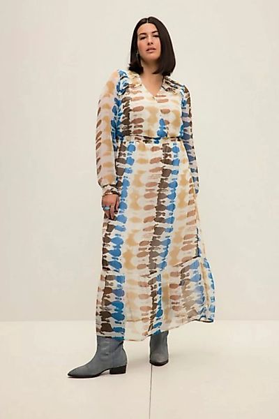Studio Untold Sommerkleid Maxikleid A-Line Batik Print V-Ausschnitt Langarm günstig online kaufen