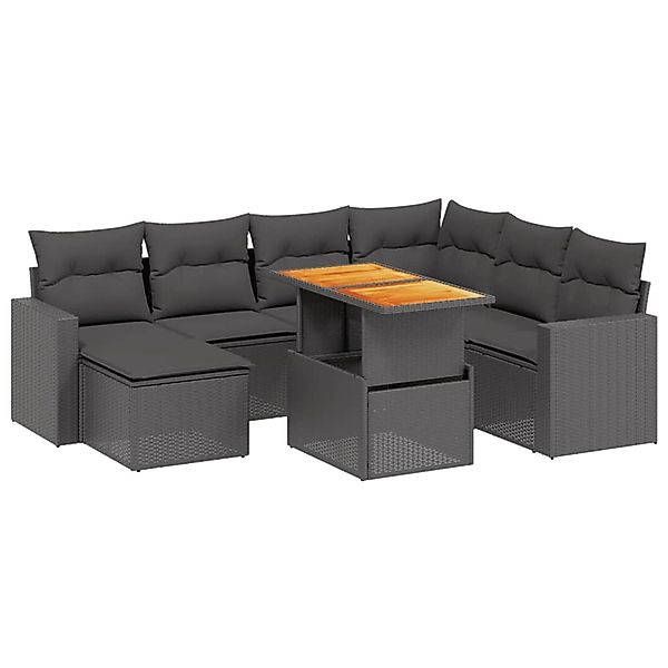 vidaXL 8-Tlg Garten-Sofagarnitur mit Kissen Schwarz Poly Rattan 3271426 günstig online kaufen