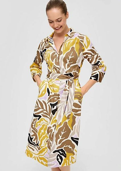 s.Oliver BLACK LABEL Maxikleid Gemustertes Hemdblusenkleid aus Popeline mit günstig online kaufen