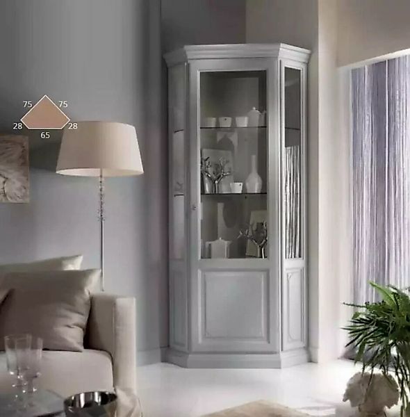 JVmoebel Vitrine Weiß Eck Vitrine Wohnzimmer Klassischer Design Regal (1-St günstig online kaufen