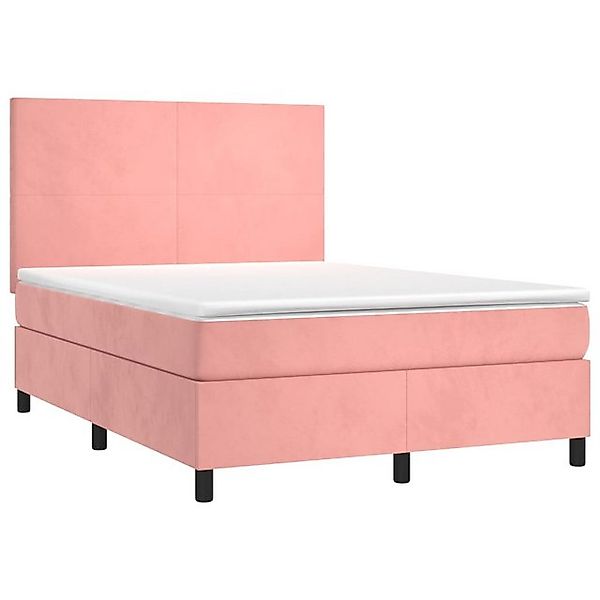 vidaXL Bett Boxspringbett mit Matratze & LED Rosa 140x200 cm Samt günstig online kaufen