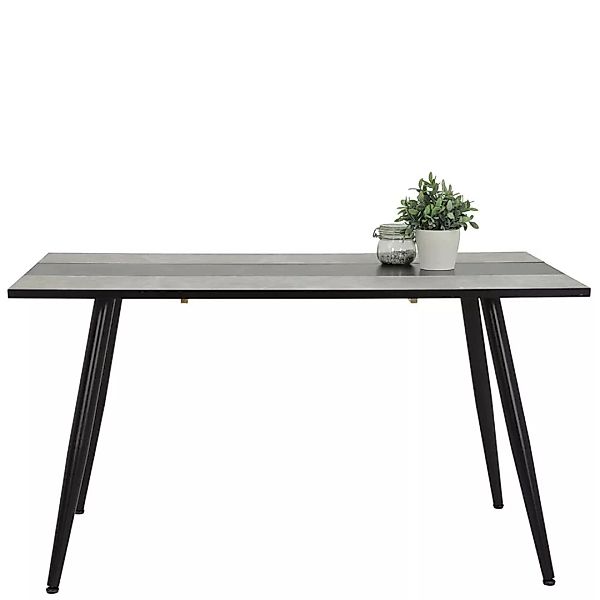 Tisch Esszimmer in Beton Grau und Schwarz Vierfußgestell günstig online kaufen
