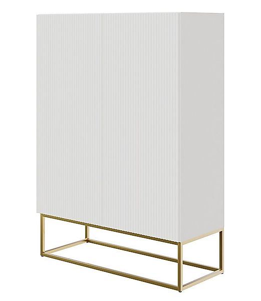 Selsey Highboard VELDIO, Highboard 2-türig mit 3 Fächern, Lamellenfronten u günstig online kaufen