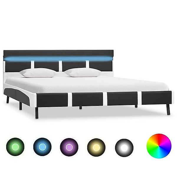 vidaXL Bett Bettgestell mit LED Grau Kunstleder 140x200 cm günstig online kaufen