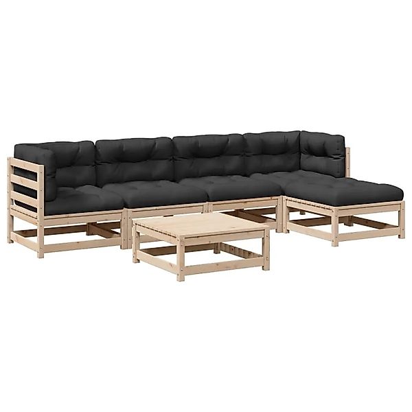 vidaXL 6-Tlg Garten-Sofagarnitur mit Kissen Massivholz Kiefer 3299401 günstig online kaufen