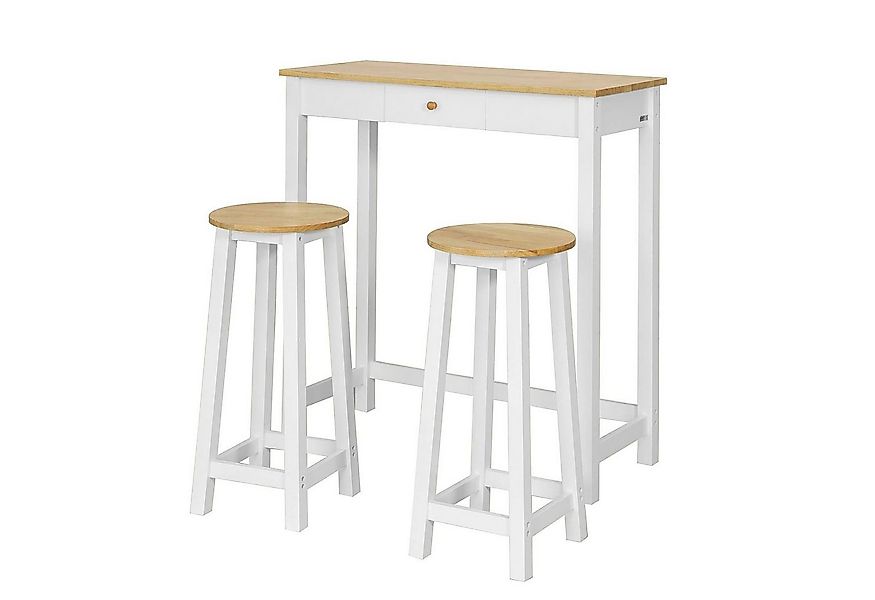 SoBuy Bartisch FWT50, 3-teilig Stehtisch mit 3 Haken Bistrotisch mit 2 Hock günstig online kaufen