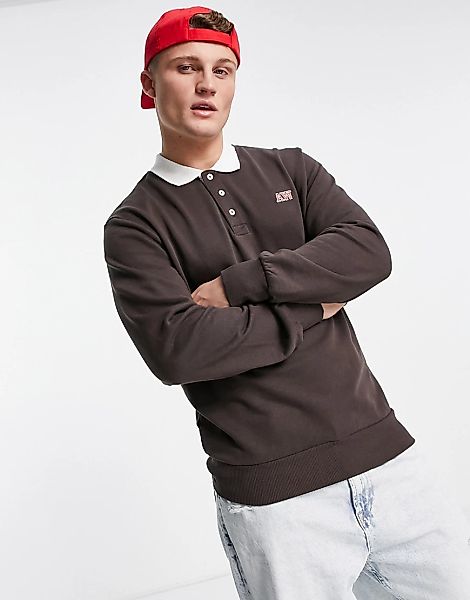 Jack & Jones Originals – Oversize-Rugby-Sweatshirt in Braun günstig online kaufen