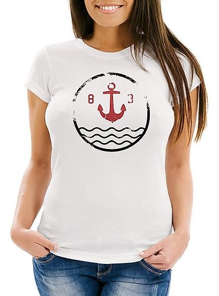 Neverless Print-Shirt Damen T-Shirt mit Anker Vintage Motiv Slim Fit mit Pr günstig online kaufen