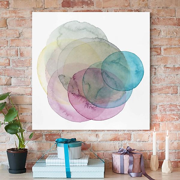 Leinwandbild Abstrakt - Quadrat Urknall - rosa günstig online kaufen