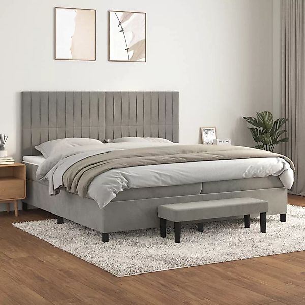 Vidaxl Boxspringbett Mit Matratze Hellgrau 200x200 Cm Samt günstig online kaufen