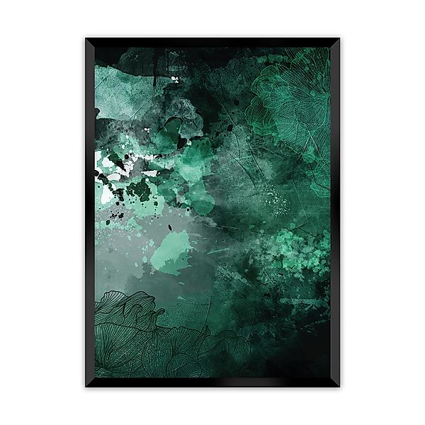 Poster Abstract Green, 50 x 70 cm, Rahmen wählen: schwarz günstig online kaufen
