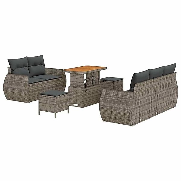 vidaXL Gartensofa-set mit Kissen mit Speicher 8-Tlg Grau Poly-Rattan 336377 günstig online kaufen