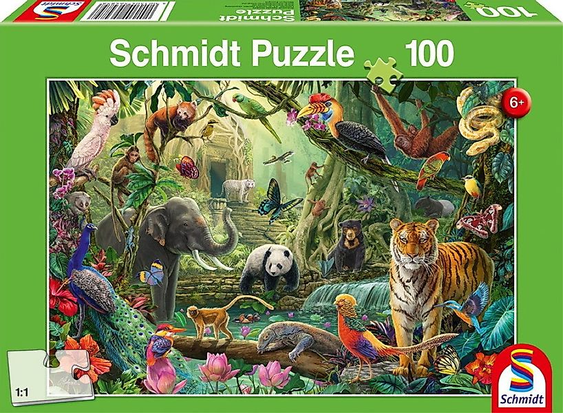 Schmidt Spiele Puzzle 100 Teile Kinder Puzzle Bunte Tierwelt im Dschungel 5 günstig online kaufen