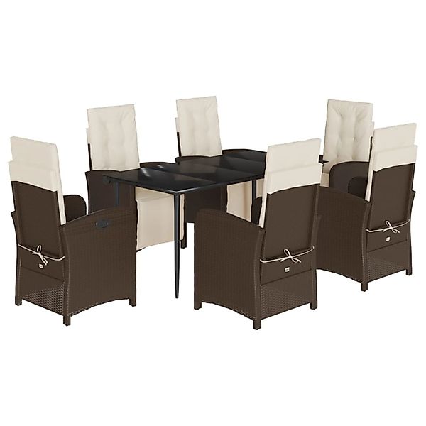 vidaXL 7-Tlg Garten-Essgruppe mit Kissen Braun Poly Rattan 3212546 günstig online kaufen