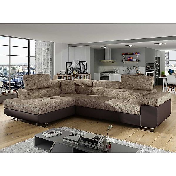 Sofa Polsterecke in Braun und Beige günstig online kaufen