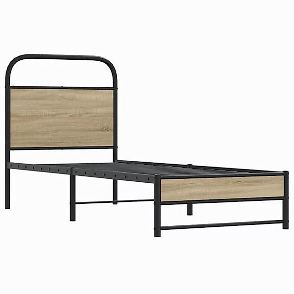 vidaXL Bett Bettgestell ohne Matratze 75x190 cm Räuchereiche Holzwerkstoff günstig online kaufen