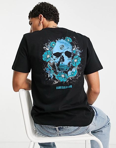 Bolongaro Trevor – T-Shirt mit „Cosmic Healing Club “-Print hinten-Schwarz günstig online kaufen