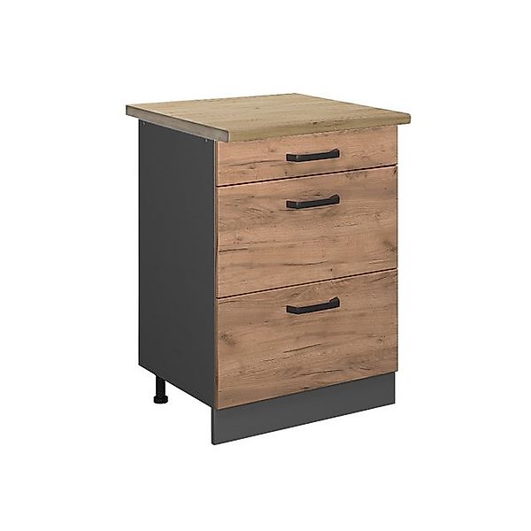 Vicco Unterschrank R-Line, Goldkraft Eiche/Anthrazit, 60 cm mit Schubladen, günstig online kaufen