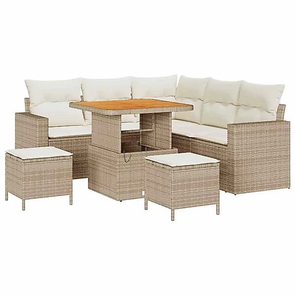 vidaXL Gartensofa-Set mit Kissen 9 Stk Beige und Creme Poly-Rattan 3363561 günstig online kaufen
