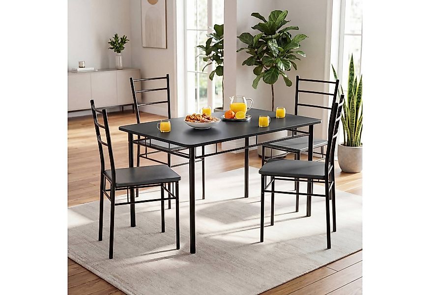 Casaria Essgruppe Leo, (5-tlg), mit 4 Stühlen Holz 5-tlg Set Metall 110x70c günstig online kaufen