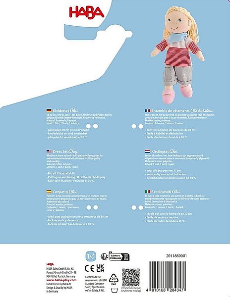 Haba Puppenkleidung Zubehör für Stoffpuppe Kleiderset Ahoi 2011860001 günstig online kaufen