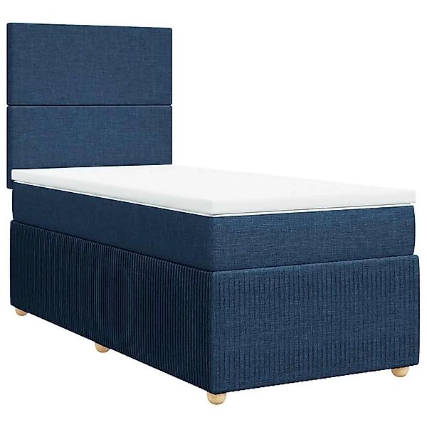vidaXL Boxspringbett mit Matratze Blau 90x200 cm Stoff 3294238 günstig online kaufen