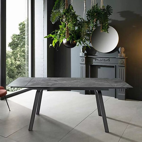 Esszimmer Tisch mit Marmorplatte Grautönen günstig online kaufen