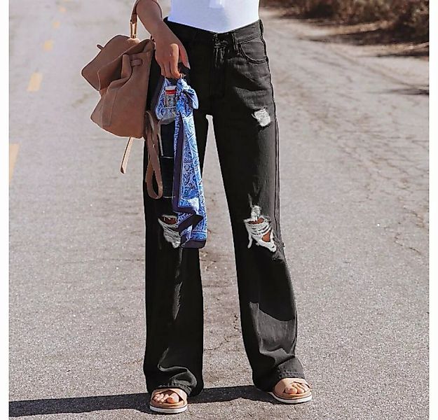 RUZU UG Straight-Jeans Jeans, stylische Hosen, mittlerer Bund, schwarze, ze günstig online kaufen