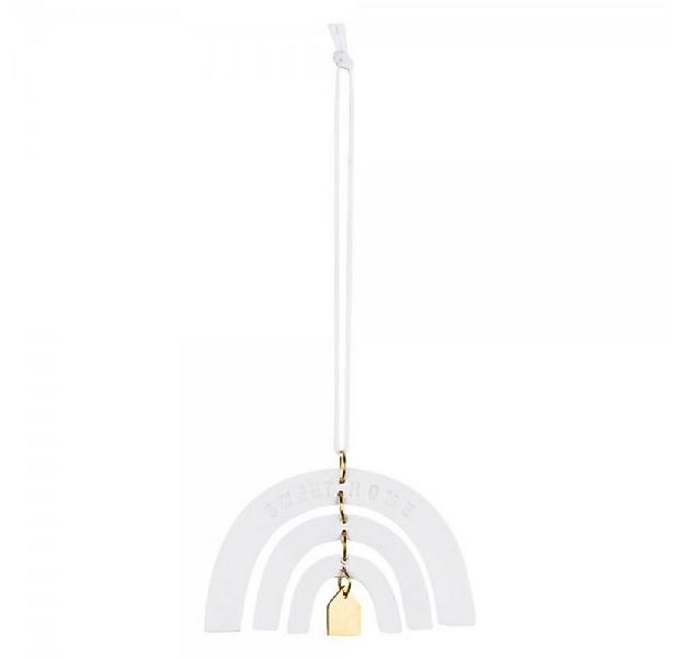 Räder Skulptur Design Hänger Kleiner Regenbogen Haus Sweet Home Weiß-Gold günstig online kaufen