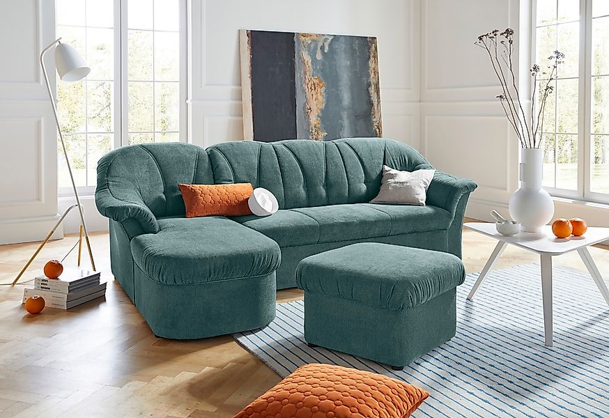 DOMO collection Ecksofa "Pegnitz, elegante Rückensteppung, komfortabel, L-F günstig online kaufen
