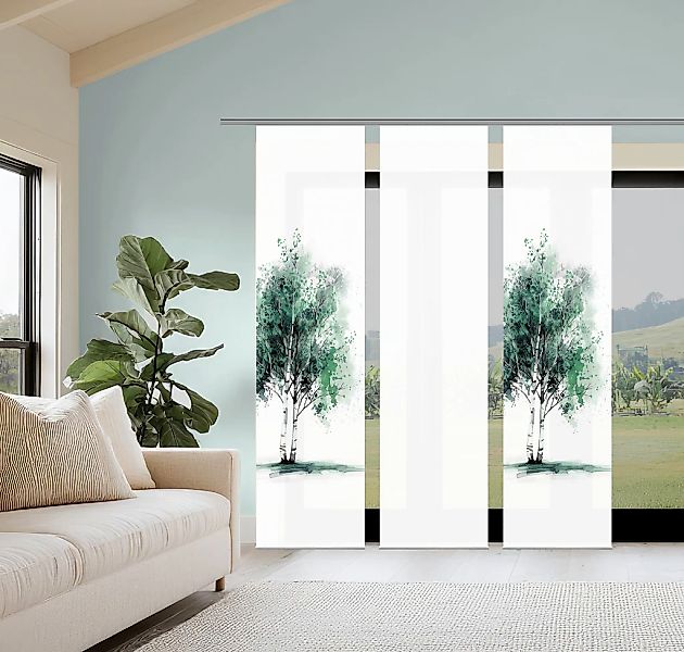 HOME WOHNIDEEN Schiebegardine "TREE" Paneelwagen 3 Stk. tlg. Schiebewand Se günstig online kaufen