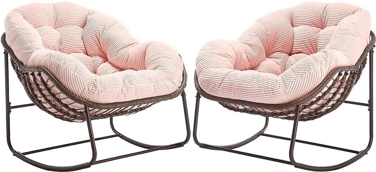 LVHOM Schaukelstuhl mit gepolstertem Kissen, Rattanstuhl mit Stahlrahmen, L günstig online kaufen