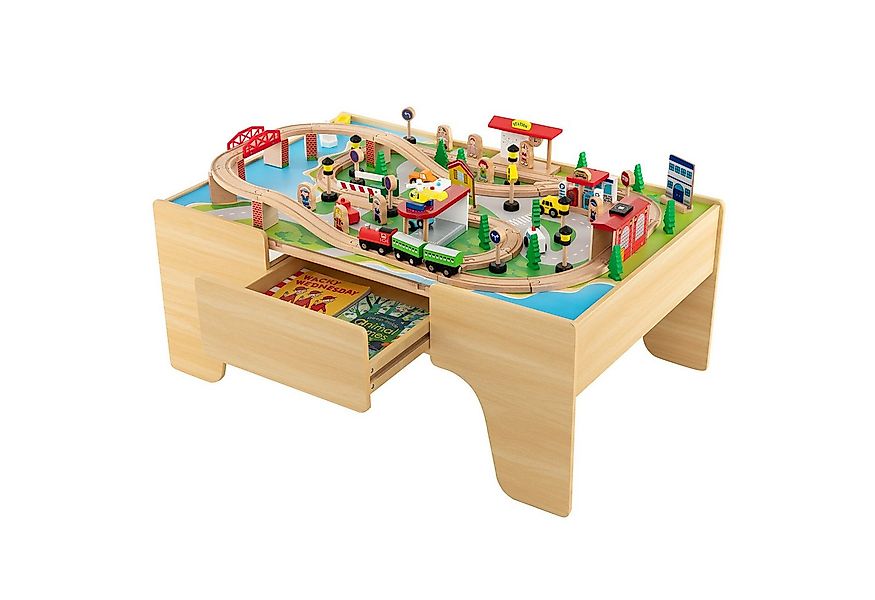 COSTWAY Spielzeug-Eisenbahn, (84-tlg), umkehrbar&abnembar, Holz mit Schubla günstig online kaufen