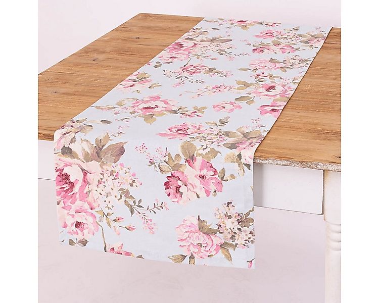 SCHÖNER LEBEN. Tischläufer Tischläufer Classic Painted Rose Rosen hellblau günstig online kaufen