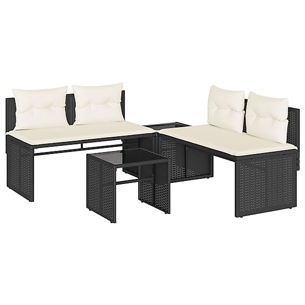 vidaXL 4-tlg Garten-Sofagarnitur mit Kissen Schwarz Poly Rattan Modell 73 günstig online kaufen