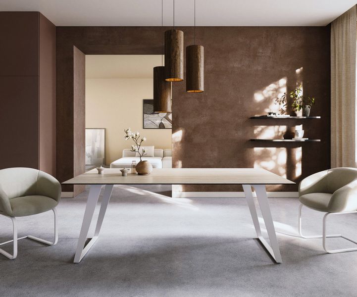 DELIFE Esstisch Edge, Keramik Laminam®Travertino Bianco günstig online kaufen