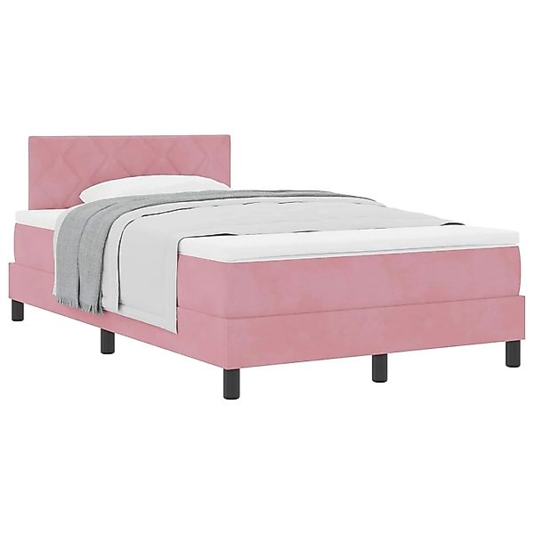 vidaXL Boxspringbett mit Matratze mit Kopfteil Rosa 120 x 200 cm Samt 33392 günstig online kaufen