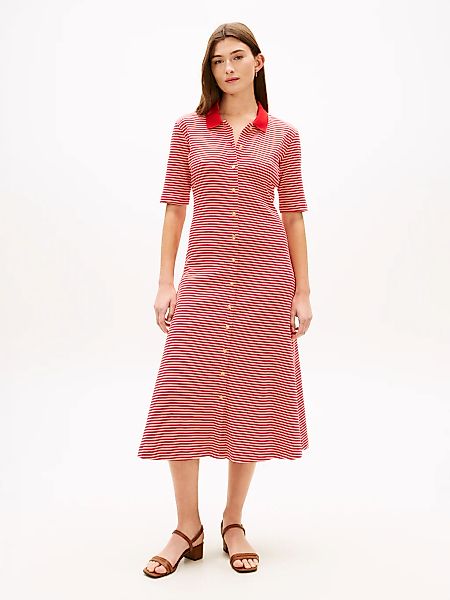 Tommy Hilfiger Polokleid "GOLD BUTTON F&F MIDI DRESS" mit Logo-Stickerei günstig online kaufen