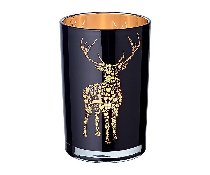 EDZARD Windlicht Fancy, Höhe 18 cm, Ø 12 cm, Kerzenhalter mit Hirsch-Motiv günstig online kaufen