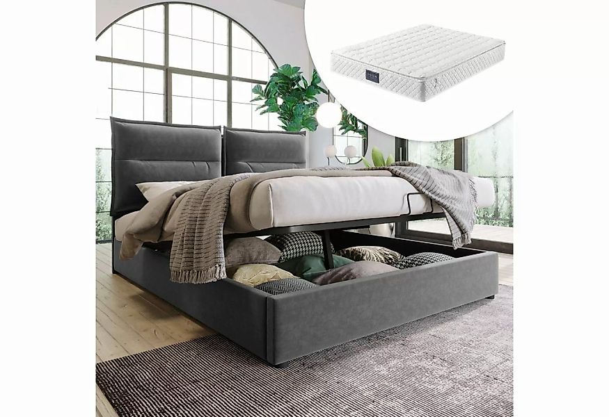 WISHDOR Polsterbett Doppelbett Funktionsbett Bett Hydraulisch Mit Matratze günstig online kaufen