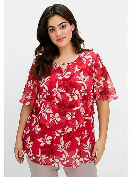 Sheego Chiffontunika "Große Größen", mit Blütenprint und Flügelärmeln günstig online kaufen