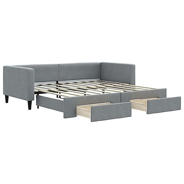 vidaXL Bett, Tagesbett Ausziehbar mit Schubladen Hellgrau 90x190 cm Stoff günstig online kaufen