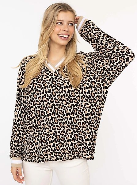 Zwillingsherz Blusenshirt ""Leo"" V-Neck, Animal Print, sportive Bündchen günstig online kaufen