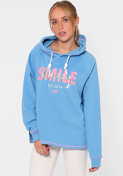 Zwillingsherz Hoodie ""Smile Happy"", "Smile Happy" mit Pailletten und Kont günstig online kaufen