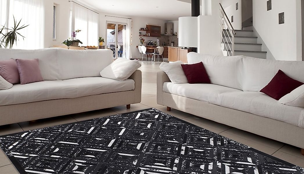 Kayoom Teppich »Spark 410«, rechteckig, 8 mm Höhe, 100% Leder, Unikat, fuss günstig online kaufen