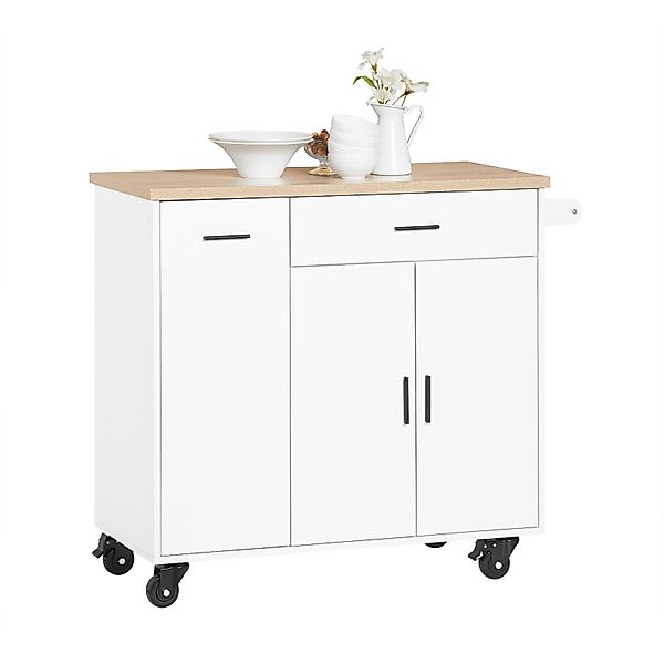 SoBuy Küchenwagen Kücheninsel mit Gewürzregal Weiß 105x92x46cm FKW126-WN günstig online kaufen