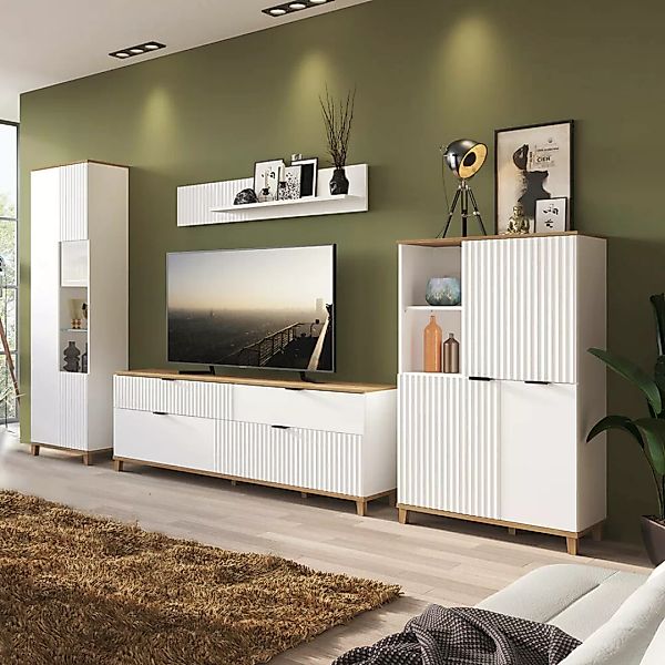 Esszimmermöbel Set mit ausziehbarem Esstisch 120-160 cm PLYMOUTH-129 in wei günstig online kaufen